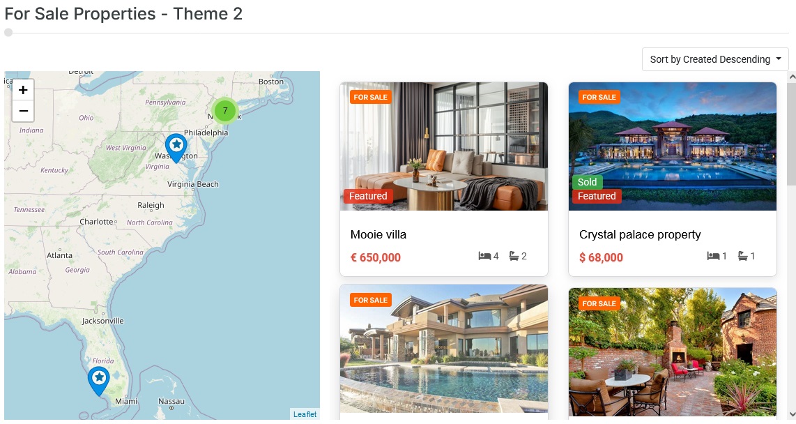 Properties listing - Theme 2